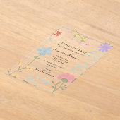 水彩ワイルドフラワーフローラ退職パーティー アクリル招待状 (レイダウン)