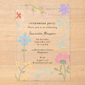 水彩ワイルドフラワーフローラ退職パーティー アクリル招待状 (正面)