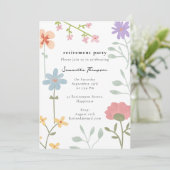 水彩ワイルドフラワーフローラ退職パーティー 招待状 (スタンド正面)