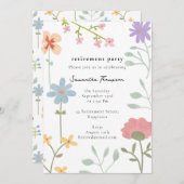 水彩ワイルドフラワーフローラ退職パーティー 招待状 (正面/裏面)