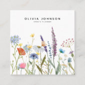 水彩ワイルドフラワーフローラ スクエア名刺 (正面)