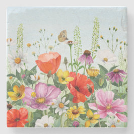 水彩ワイルドフラワーフローラ ストーンコースター