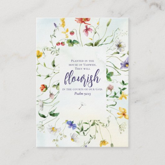 水彩ワイルドフラワーブックマークバイブル聖なる書物、 経典 アドバイスカード (正面)
