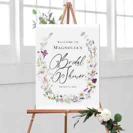 水彩ワイルドフラワーブライダルシャワーウェルカムサイン ポスター