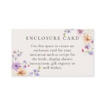 水彩ワイルドフラワーブライダルシャワーエンクロージャカード