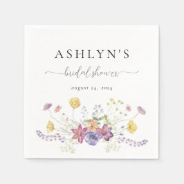 水彩ワイルドフラワーブライダルシャワーナプキンス スタンダードカクテルナプキン
