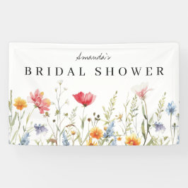 水彩ワイルドフラワーブライダルシャワーバナー 横断幕