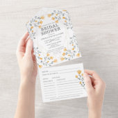 水彩ワイルドフラワーブライダルシャワー付きレシピ オールインワン招待状 (貼ってはがせる)