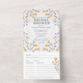 水彩ワイルドフラワーブライダルシャワー付きレシピ オールインワン招待状 (内側)