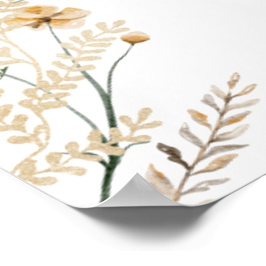 水彩ワイルドフラワーブライダルシャワー座席表 ポスター (角)