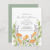水彩ワイルドフラワーブライダルシャワー招待状 (正面/裏面)