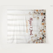 水彩ワイルドフラワーブライダルシャワー背景 タペストリー (正面(横))