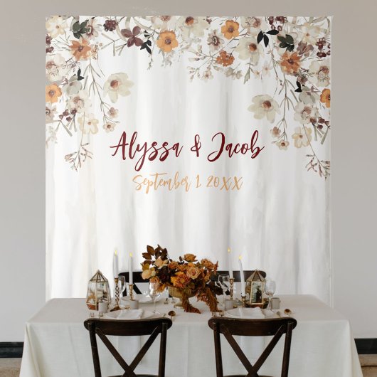 水彩ワイルドフラワーブライダルシャワー背景 タペストリー