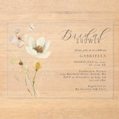 水彩ワイルドフラワーブライダルシャワー アクリル招待状 (正面)