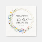 水彩ワイルドフラワーブライダルシャワー スタンダードカクテルナプキン (正面)