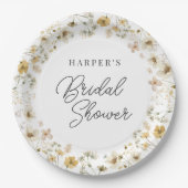 水彩ワイルドフラワーブライダルシャワー ペーパープレート (正面)