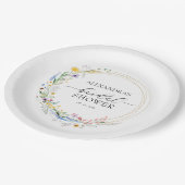 水彩ワイルドフラワーブライダルシャワー ペーパープレート (アングル)