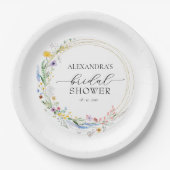 水彩ワイルドフラワーブライダルシャワー ペーパープレート (正面)