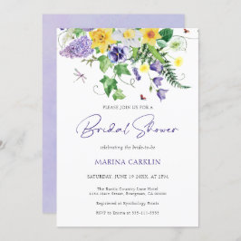 水彩ワイルドフラワーブライダルシャワー 招待状