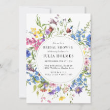 水彩ワイルドフラワーブライダルシャワー