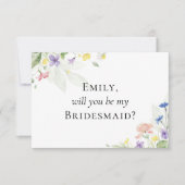 水彩ワイルドフラワーブライダルパーティ提案カード 招待状 (正面)
