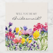 水彩ワイルドフラワーブライドメイド提案 ワインラベル (シングルラベル)