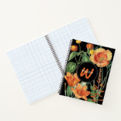 水彩ワイルドフラワーブラックオレンジモノグラム ノートブック (内部)