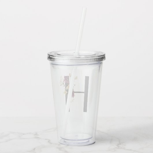 水彩ワイルドフラワーブリーズメイドイニシャル"H" アクリルタンブラー (裏面)