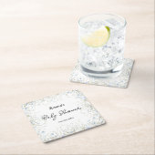 水彩ワイルドフラワーブルーフラワーベビーシャワー スクエアペーパーコースター (インサイチュ)