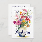 水彩ワイルドフラワーブーケパーソナライズされた サンキューカード (正面/裏面)