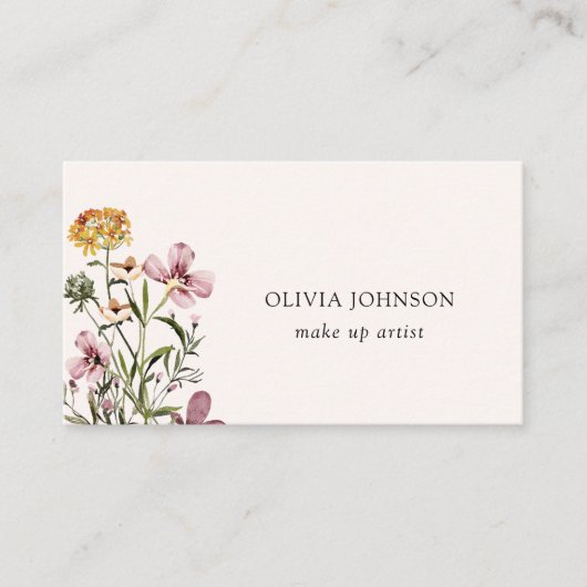 水彩ワイルドフラワーブーケフローラ名刺 名刺 (正面)