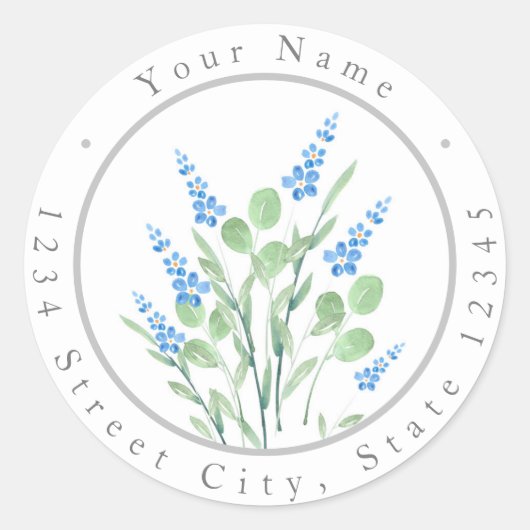 水彩ワイルドフラワーブーケラベル ラウンドシール (正面)