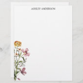 水彩ワイルドフラワーブーケ#1パーソナライズされた名 レターヘッド (正面/裏面)