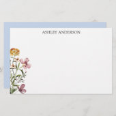 水彩ワイルドフラワーブーケ#1名パーソナライズされた前 便箋 (正面/裏面)