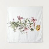 水彩ワイルドフラワーブーケ#1 タペストリー (正面(横))