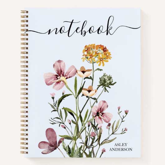 水彩ワイルドフラワーブーケ#1 ノートブック (正面)