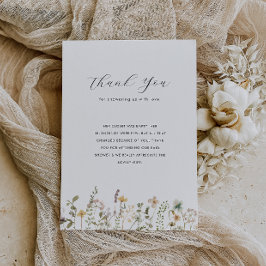 水彩ワイルドフラワーベビーシャワーサンキューカード サンキューカード