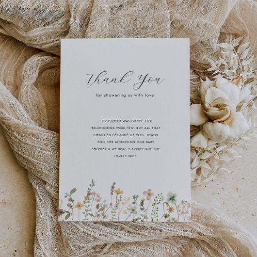 水彩ワイルドフラワーベビーシャワーサンキューカード サンキューカード