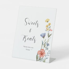 水彩ワイルドフラワーベビーシャワースイーツ&スイーツ 台座サイン