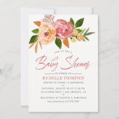 水彩ワイルドフラワーベビーシャワー招待状 招待状 (正面)
