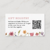水彩ワイルドフラワーベビーシャワーQrレジストリ エンクロージャーカード (正面)