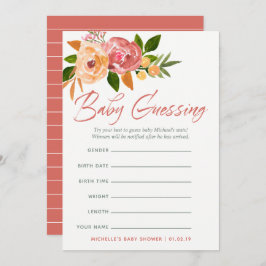 水彩ワイルドフラワーベビー予測ゲーム 招待状