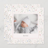 水彩ワイルドフラワーベビー誕生 案内状 (正面/裏面)