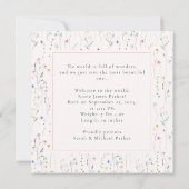 水彩ワイルドフラワーベビー誕生 案内状 (裏面)