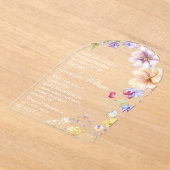 水彩ワイルドフラワーホワイトスクリプト卒業 アクリル招待状 (レイダウン)