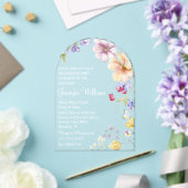 水彩ワイルドフラワーホワイトスクリプト卒業 アクリル招待状 (インサイチュ (ウェディング))