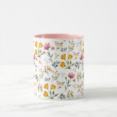 水彩ワイルドフラワーホワイトピンク マグカップ (中央)