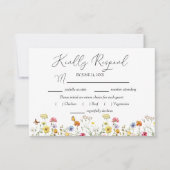 水彩ワイルドフラワーボタニカルエントリの選択 出欠カード (正面)