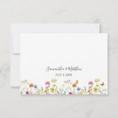 水彩ワイルドフラワーボタニカルエントリの選択 出欠カード (裏面)