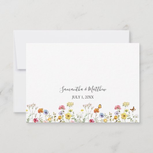 水彩ワイルドフラワーボタニカルエントリの選択 出欠カード (裏面)